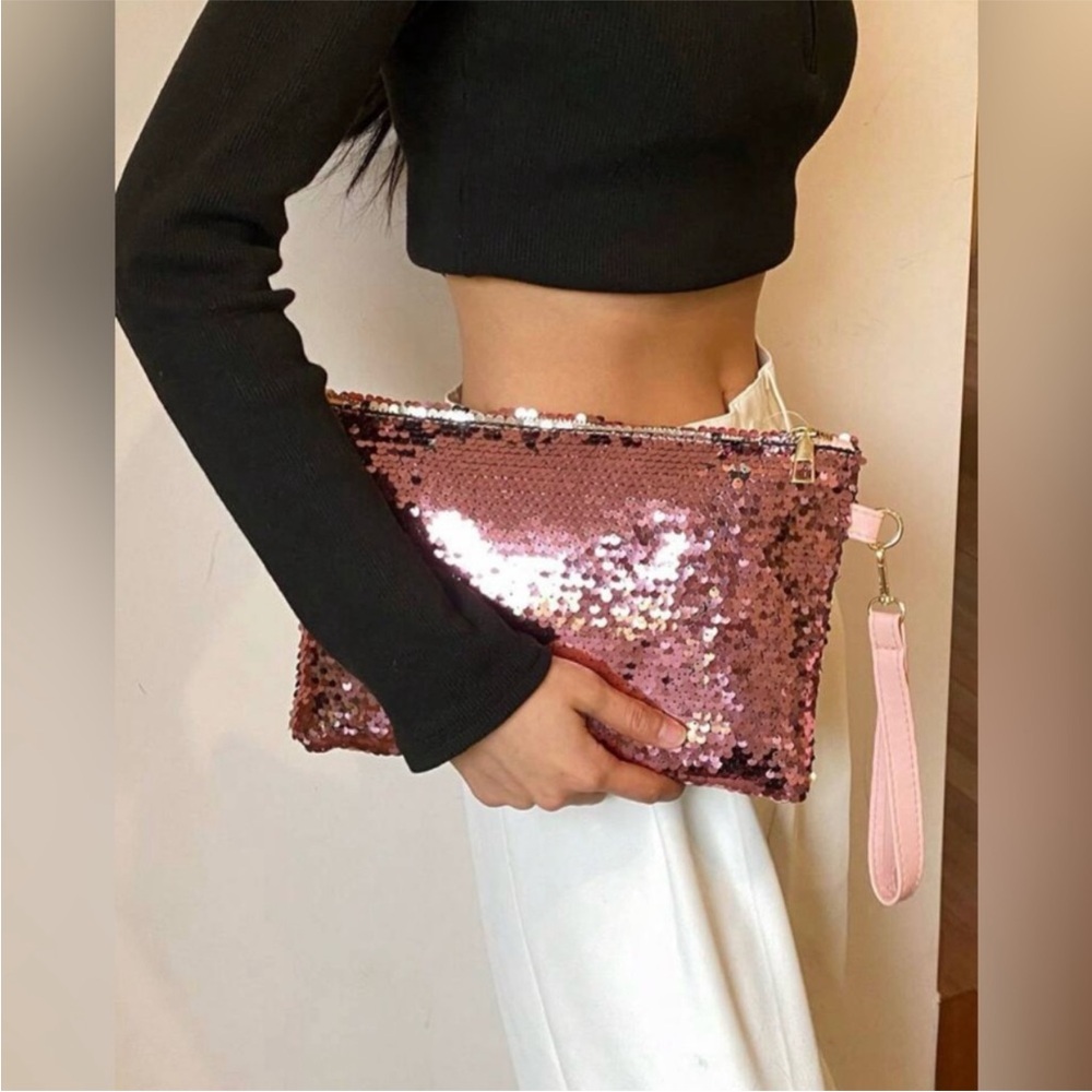 Sequin Wristlet Clutch - Pink